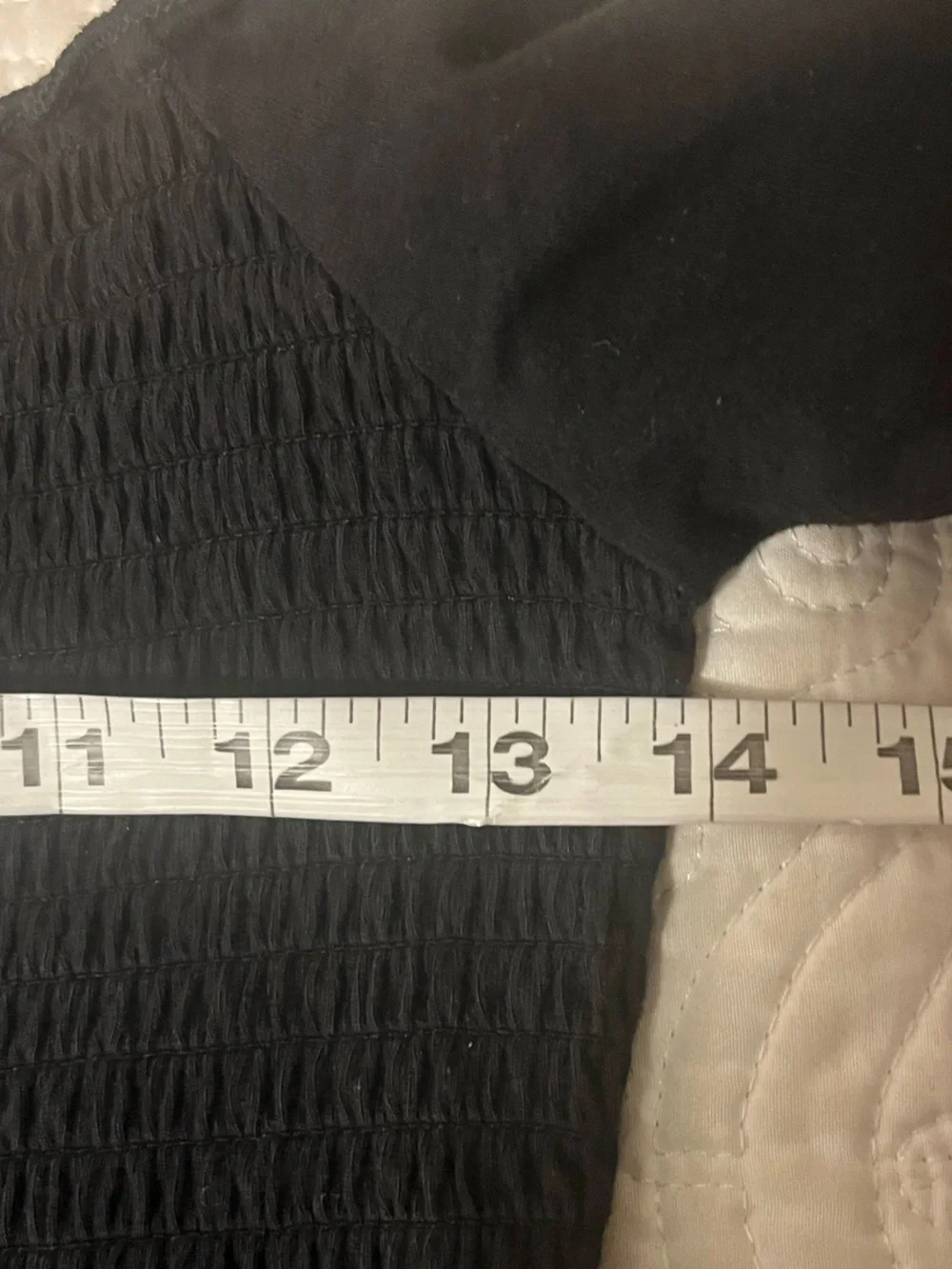 Hollister Black Long-Sleeve Smocked Square Neck Crop Top, Large